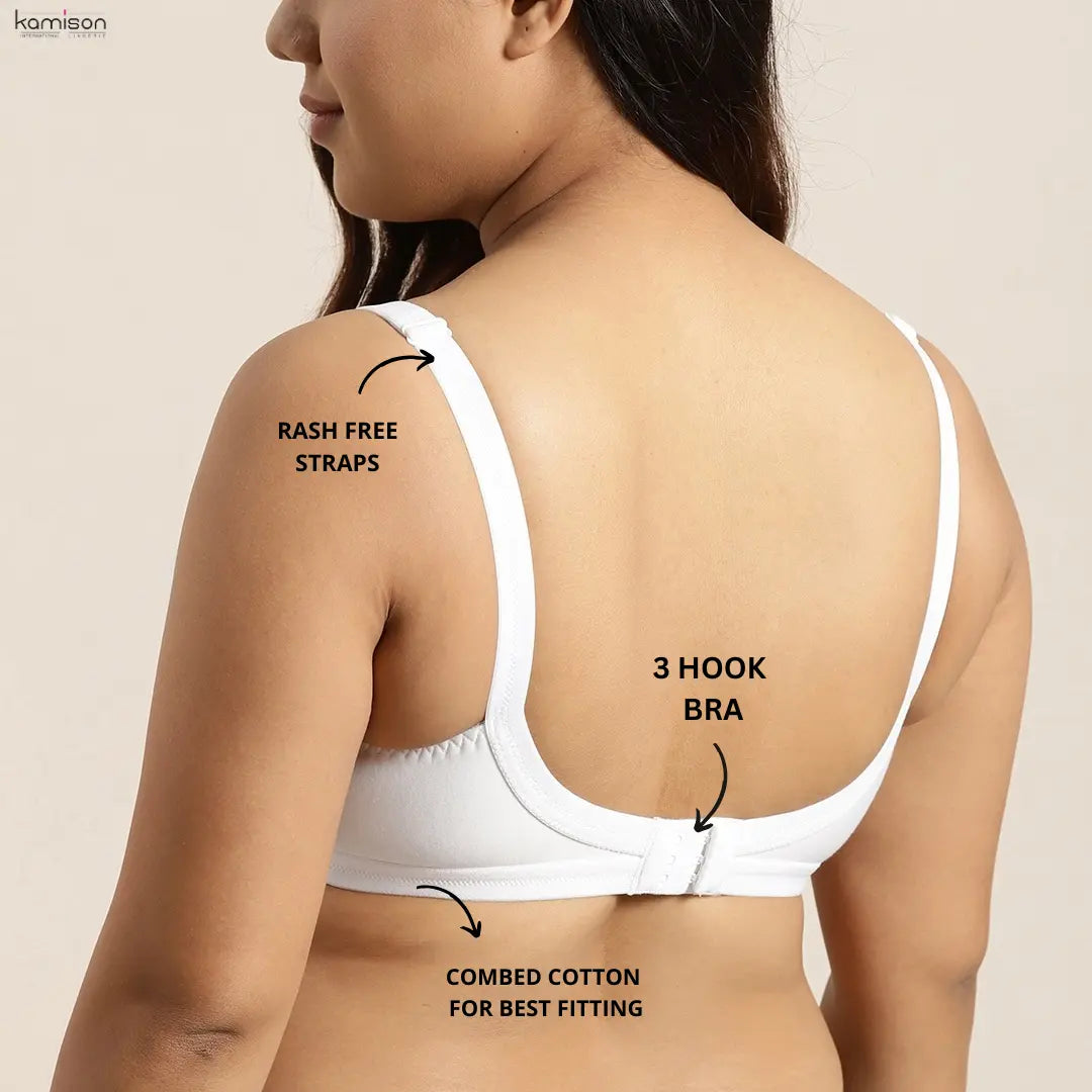 Full Coverage Minimizer Bra Non Padded White Nude Bra ( Pack of 3 )