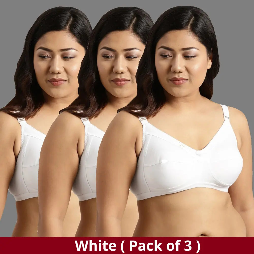 Full Coverage Minimizer Bra Non Padded White Nude Bra (Pack of 3)