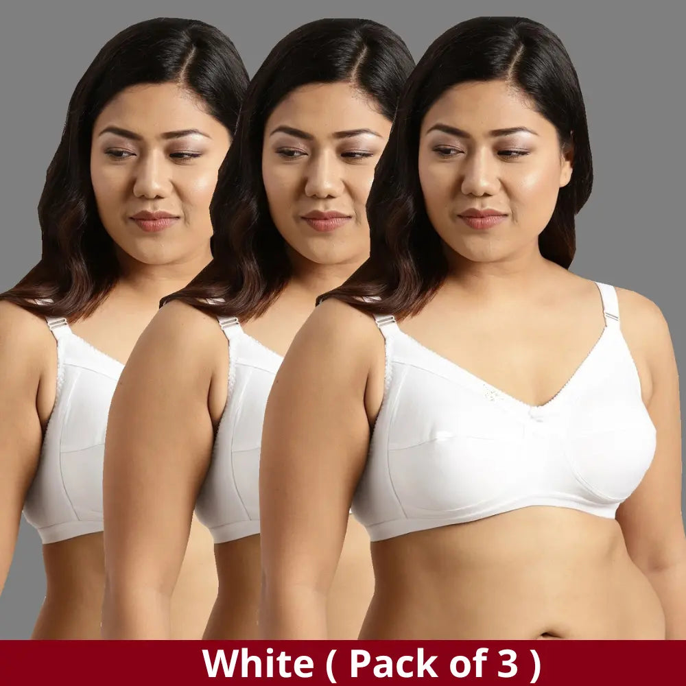 Full Coverage Minimizer Bra Non Padded White Nude White Bra (Pack of 3)