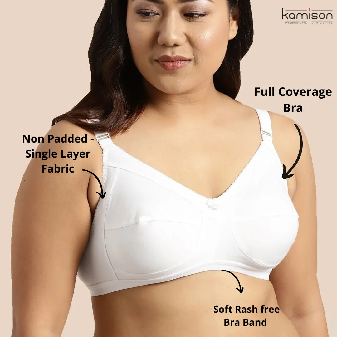 Full Coverage Minimizer Bra Non Padded White Nude Bra (Pack of 3)