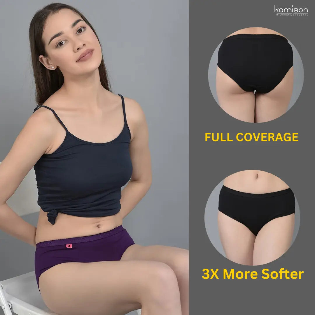 Ladies Underwear : 100% Cotton Panties for Women's or Girls (Pack of 3)