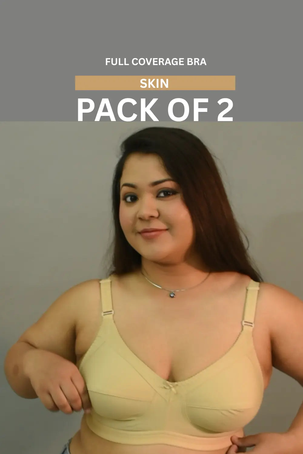Full Coverage Minimizer Bra Non Padded Non Wired White Skin Bra (Pack of 2)