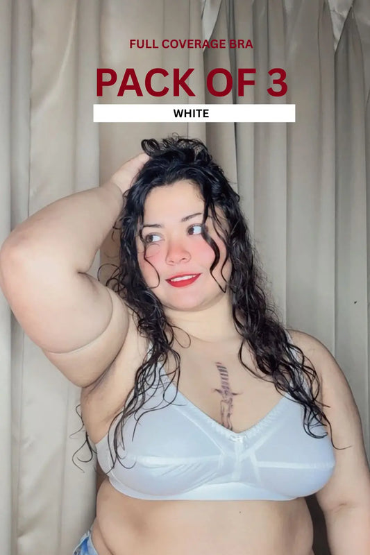 Full Coverage Plus Size Minimizer Bra Non Padded White Bra (Pack of 3)