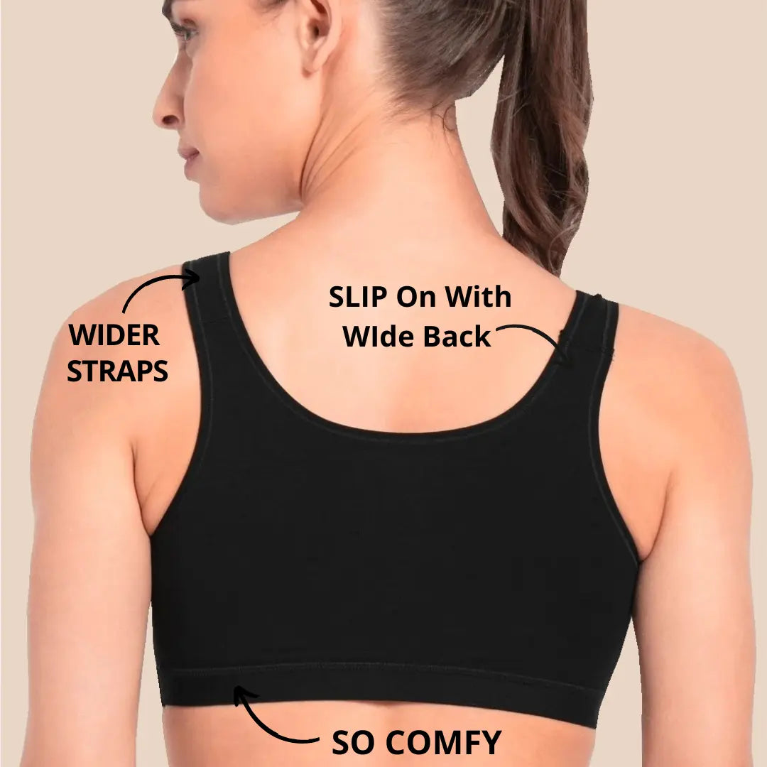 Sports Bra for Girls and Women |Full Coverage | Broad Strap | Non-Padded | Biowash Fabric (Pack of 2)