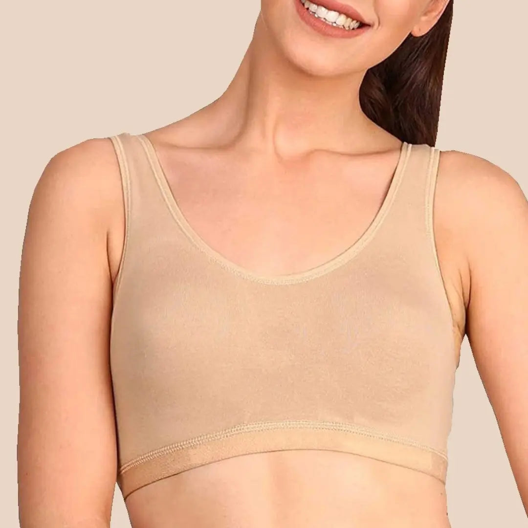 Sports Bra for Girls and Women |Full Coverage | Broad Strap | Non-Padded  | Biowash Fabric (Pack of 2)