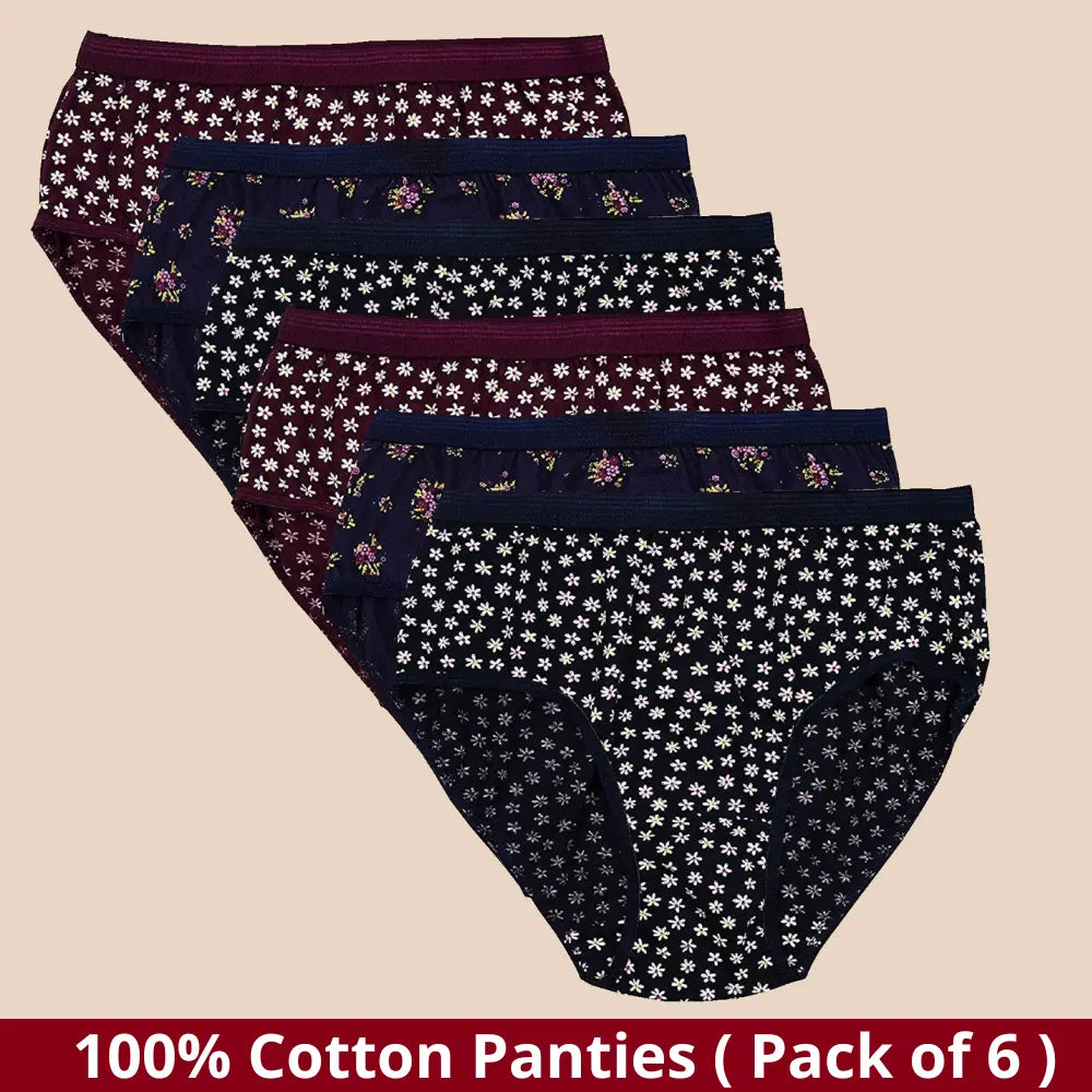 Ladies Underwear : 100% Cotton Panties for Women's or Girls (Pack of 4)