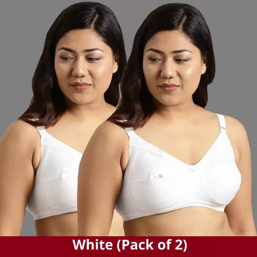 Buy Pack of 2 Non-Padded Non-Wired Full Coverage Bras - Cotton
