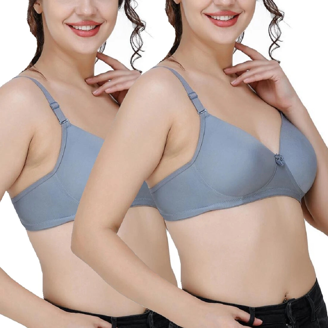 GLAVON, 3 Pcs Hard Thick Padded Bra Non Wired 75% Coverage Comfirt Style  Bra for Women/Girls (34,Carrot) + 3 Pair Detachable Transparent Bra Strap  [