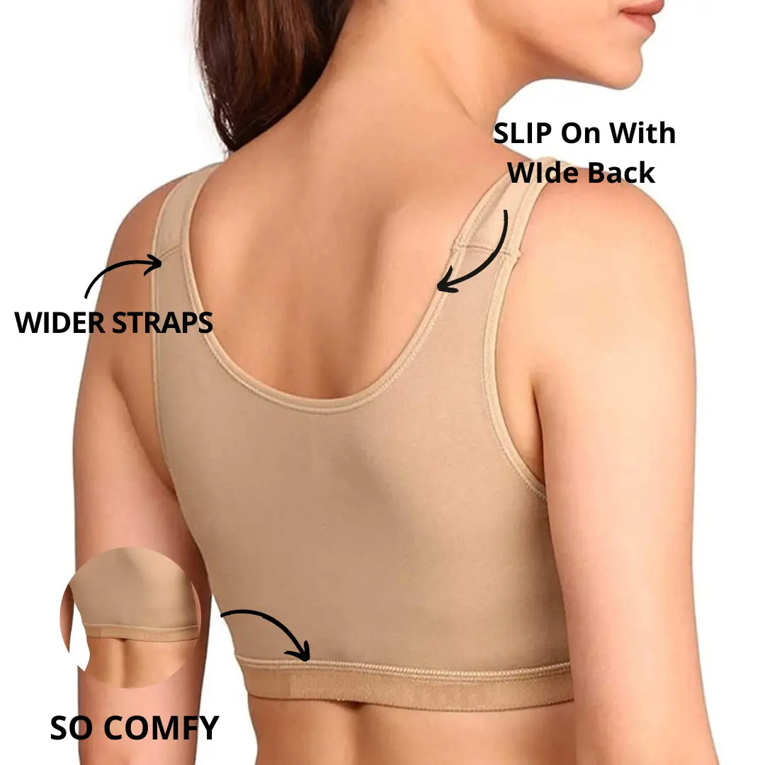 Sports Bra for Girls and Women |Full Coverage | Broad Strap | Non-Padded | White - Nude (Pack of 2)