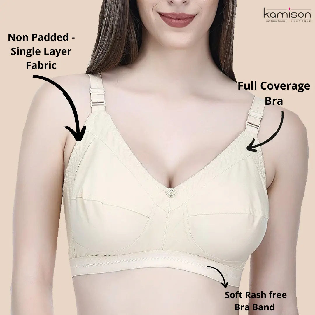 Full Coverage Minimizer Bra Non Padded White Nude Bra (Pack of 2)