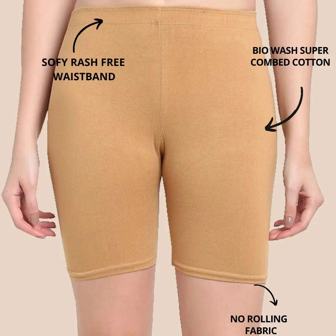 Cycling Shorts for Women or Girls 3X Softer Fabric Nude (Pack of 2)