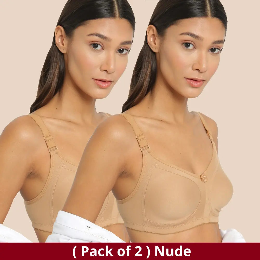 Full Coverage Minimizer combo Bra- Non Padded - Double Layer Skin Bra (Pack of 2)