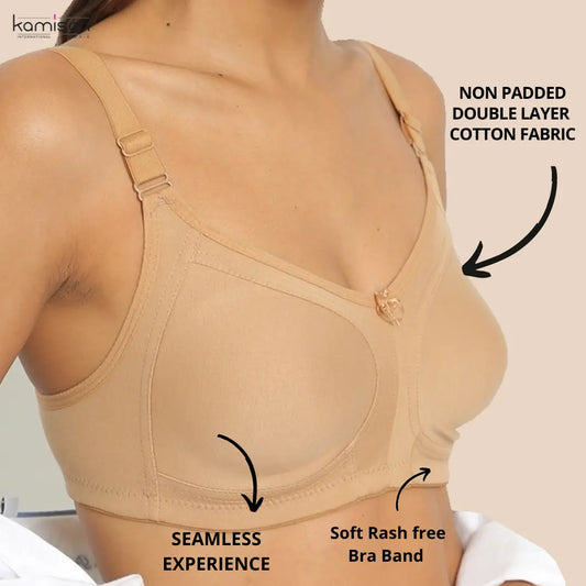 Full Coverage Minimizer combo Bra- Non Padded - Double Layer Skin Bra (Pack of 2)
