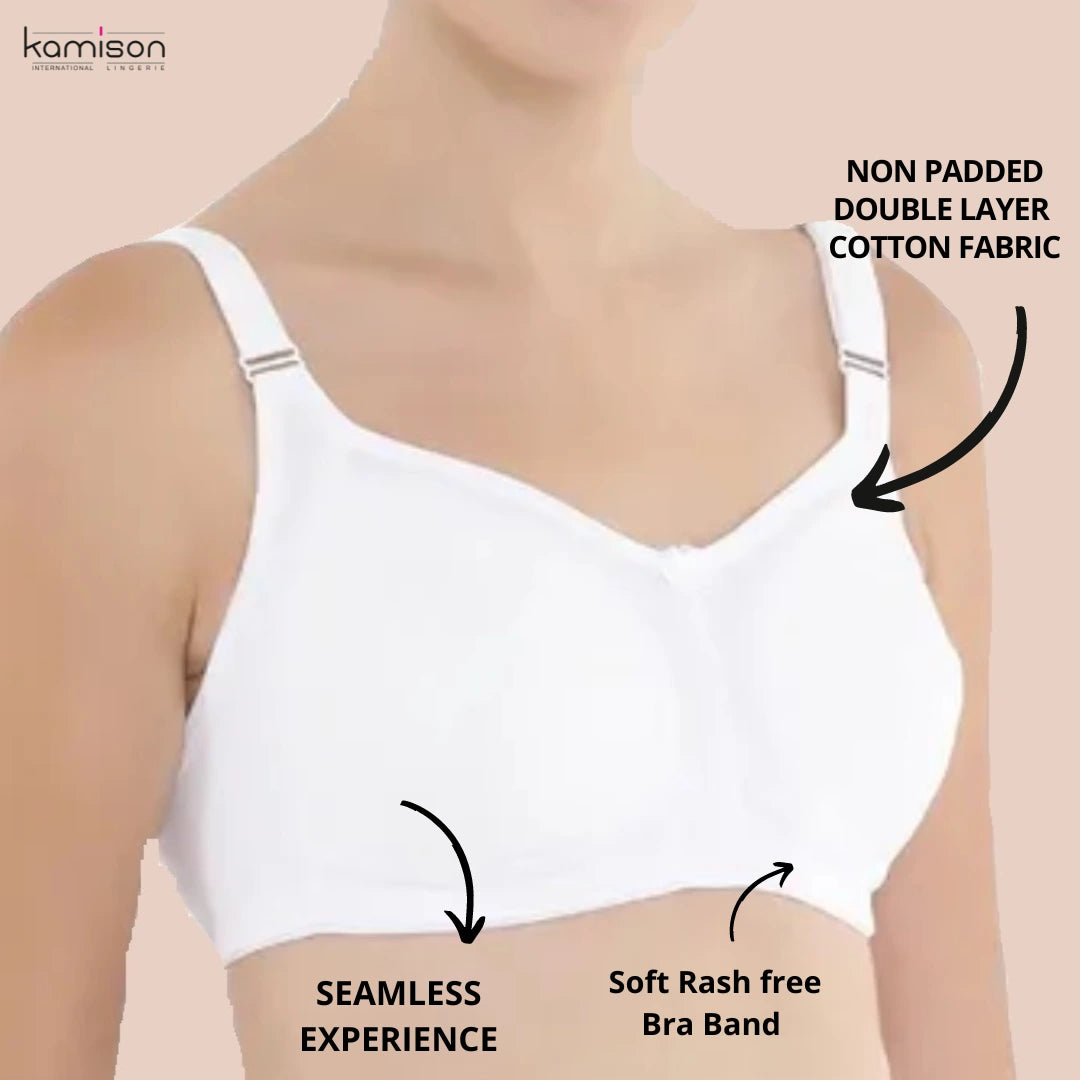 Full Coverage Minimizer combo Bra- Non Padded - Double Layer White Bra (Pack of 2)
