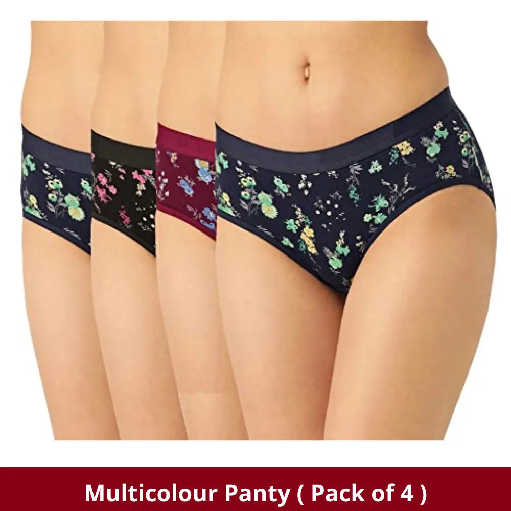 4pcs/set Pure Cotton Panties Breathable Women Underwear Mid Waist