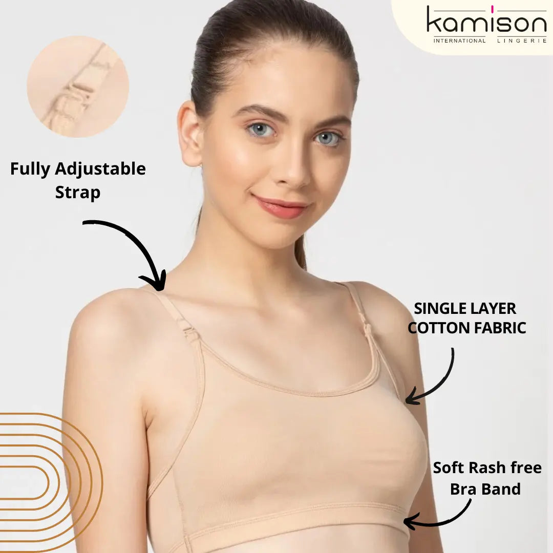 Teenager Beginners Sports Bra for girls Nude (Pack of 3)