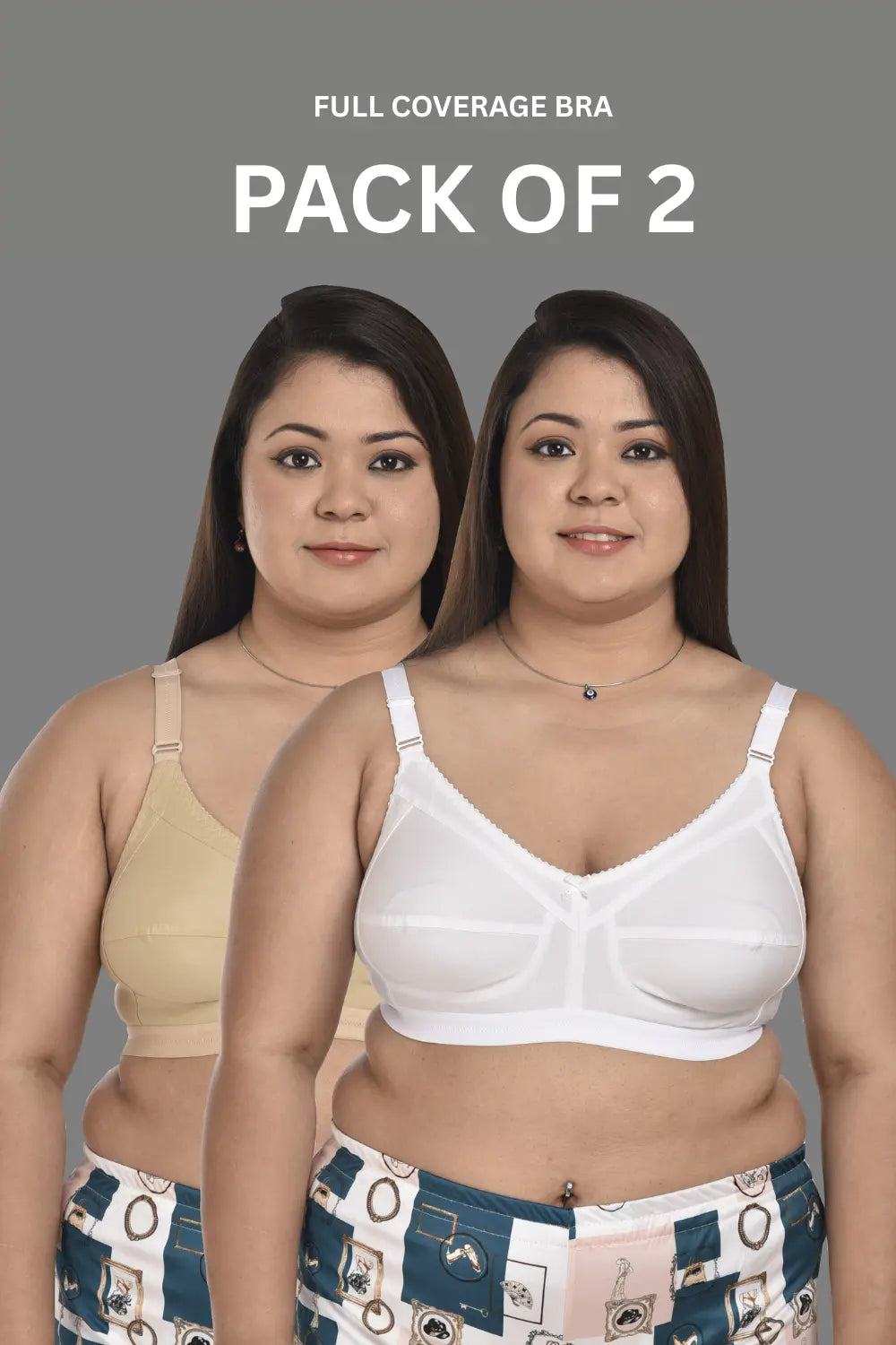 Full Coverage Minimizer Bra Non Padded White Nude Bra (Pack of 2)