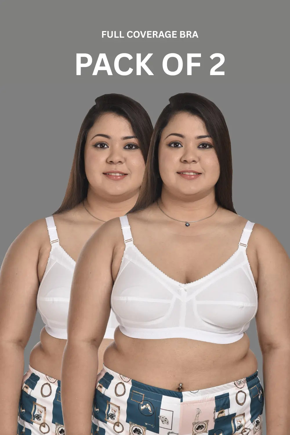 Full Coverage Minimizer Bra Non Padded White Nude Bra (Pack of 2)