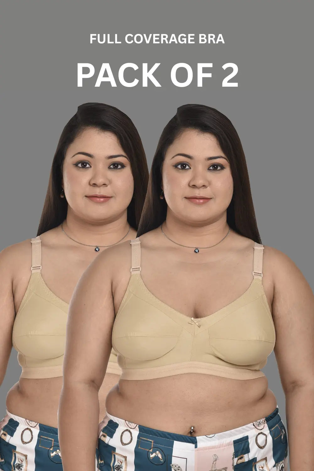 Full Coverage Minimizer Bra Non Padded White Nude Bra (Pack of 2)