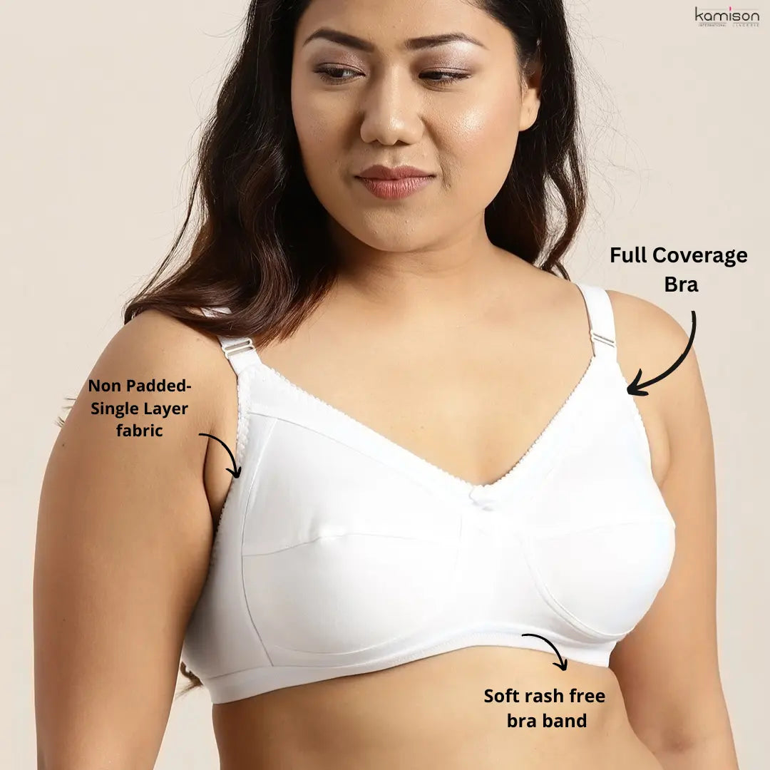Full Coverage Minimizer Bra Non Padded White Nude Bra ( Pack of 3 )
