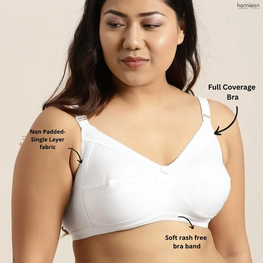 Full Coverage Minimizer Bra Non Padded White Nude Bra ( Pack of 3 )