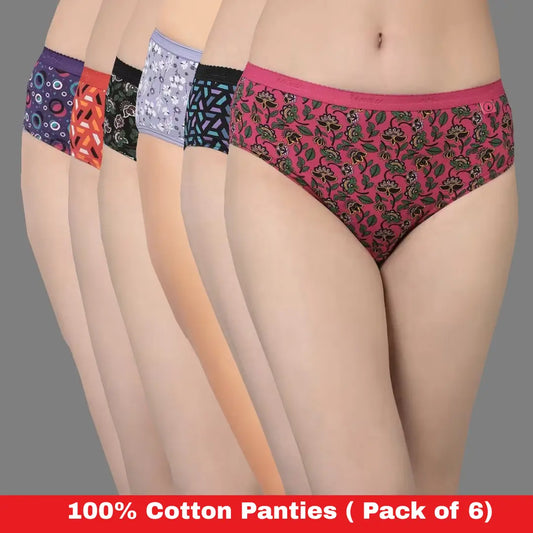 Pack of 6 Multicolor Hipster Panties for women for everyday