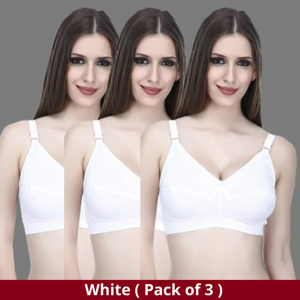 Full Coverage Minimizer Bra Non Padded White Nude Bra ( Pack of 3 )