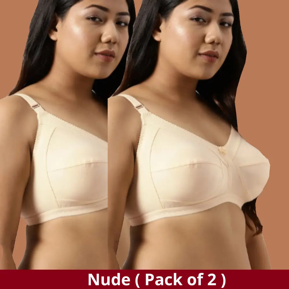 Full Coverage Minimizer Bra Non Padded White Nude Bra (Pack of 2