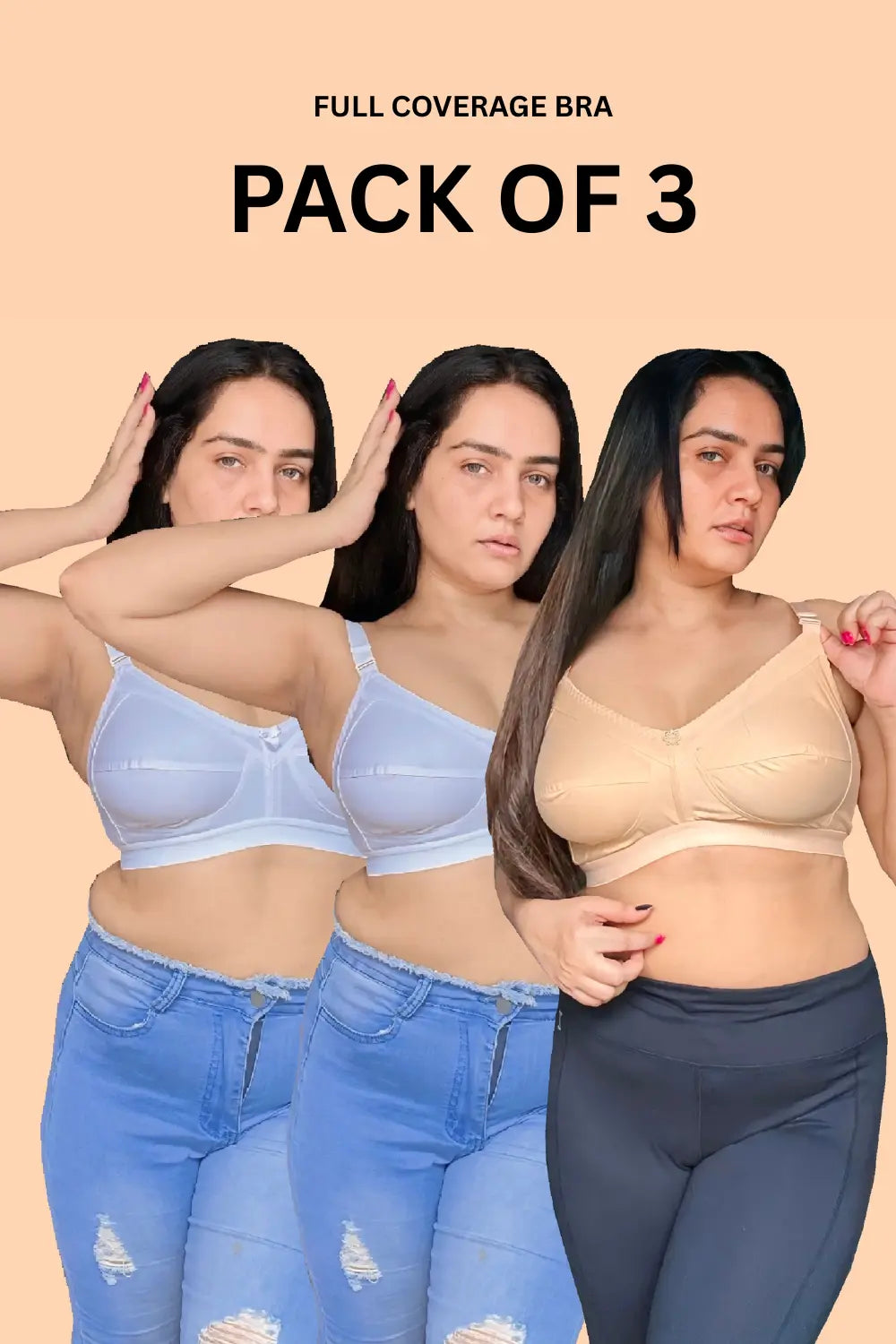 Full Coverage Bestseller Minimizer M Frame Single Layer Bra ( Pack of 3 )