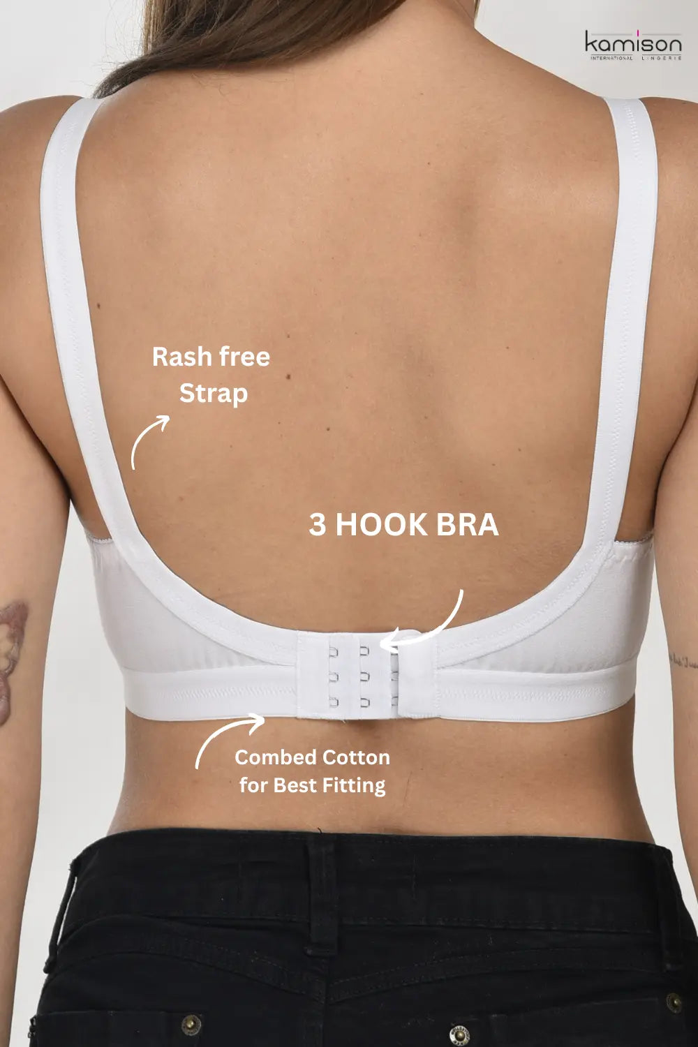 Full Coverage Heavy Bust Minimizer Bra Non Padded White Nude Bra (Pack of 3)