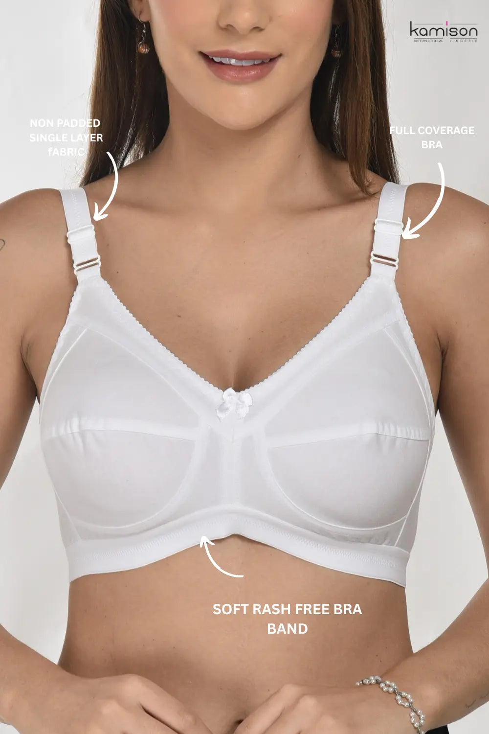 Full Coverage Heavy Bust Minimizer Bra Non Padded White Nude Bra (Pack of 3)