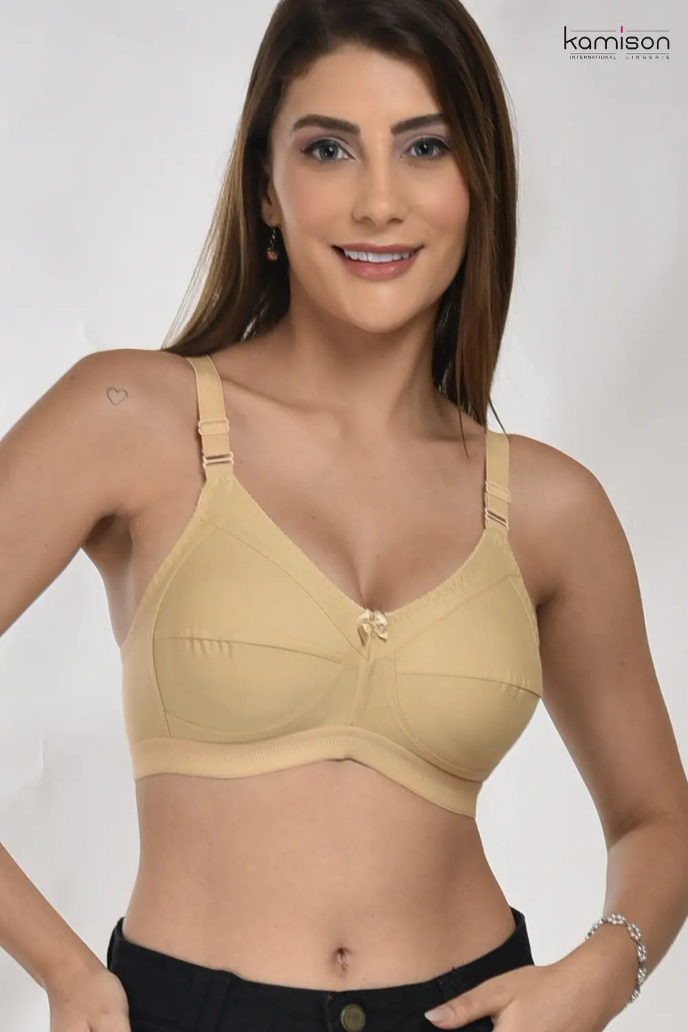 Full Coverage Heavy Bust Minimizer Bra Non Padded White Nude Bra (Pack of 3)