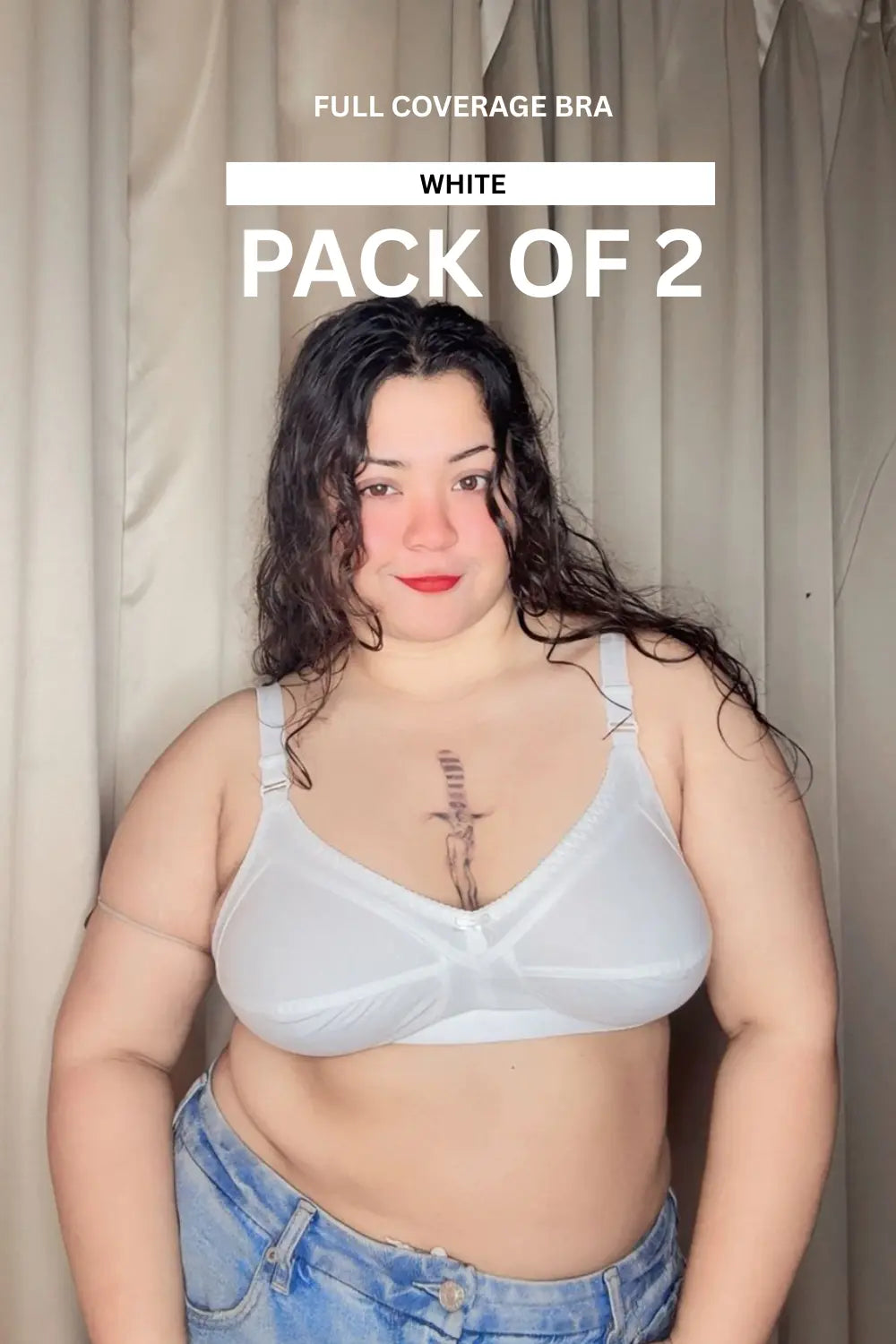 Full Coverage Minimizer Bra Non Padded Non Wired White Skin Bra (Pack of 2)