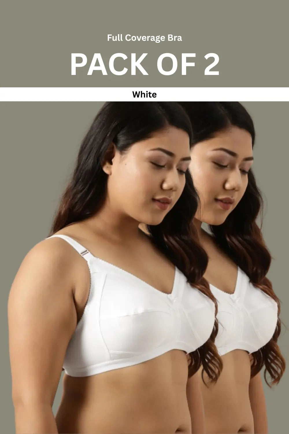 Full Coverage Minimizer Bra | Non Padded | B C D Cup Sizes | 3 Hook Bra ( Pack of 2 )