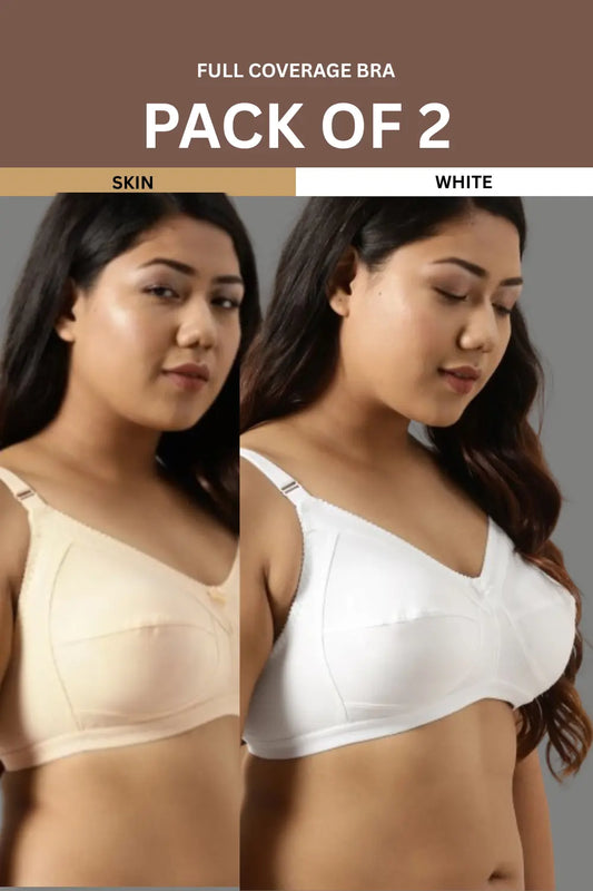 Full Coverage Minimizer Bra | Non Padded | B C D Cup Sizes | 3 Hook Bra ( Pack of 2 )