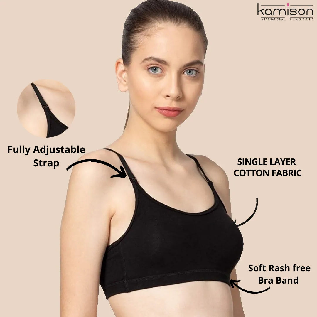 Teenager Beginners Sports Bra for girls Nude (Pack of 3)