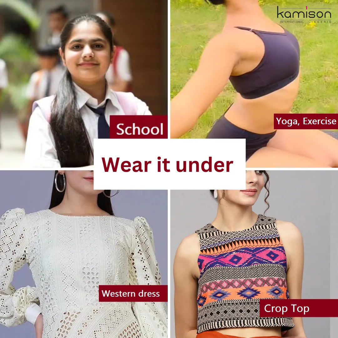 Teenager Beginners Sports bra for girls white (Pack of 3) –