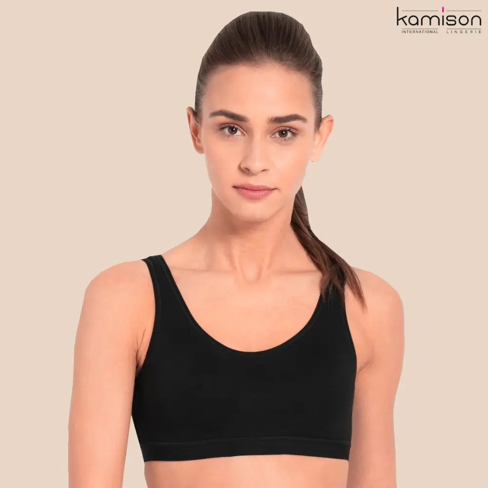 Sports Bra for Girls and Women |Full Coverage | Broad Strap | Non-Padded  |Black  (Pack of 2)