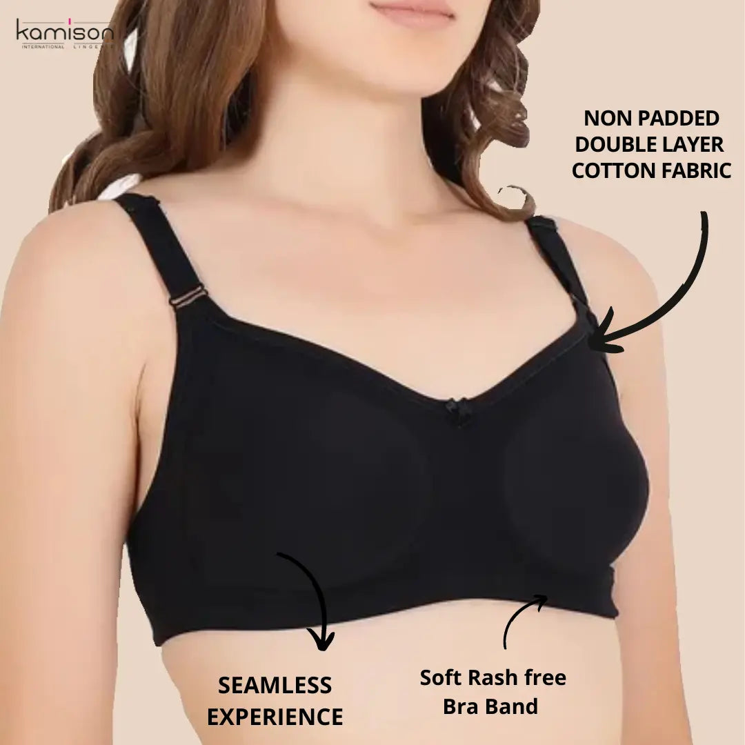 Double Layer Full Coverage Non Padded Bra For Women B , C & D Cup Pack of