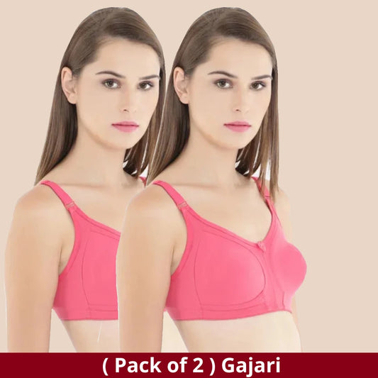 Floret Non Padded Full Coverage Cotton Bra Pink (Pack of 2)
