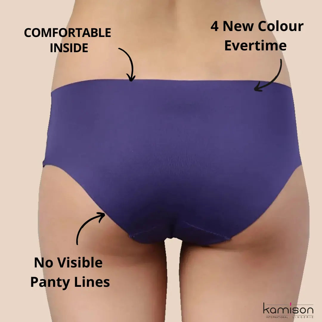 Women Cotton Ice Silk Seamless Panties Underwear Invisible Ladies Panty  (pack of 3) Multi-Colors